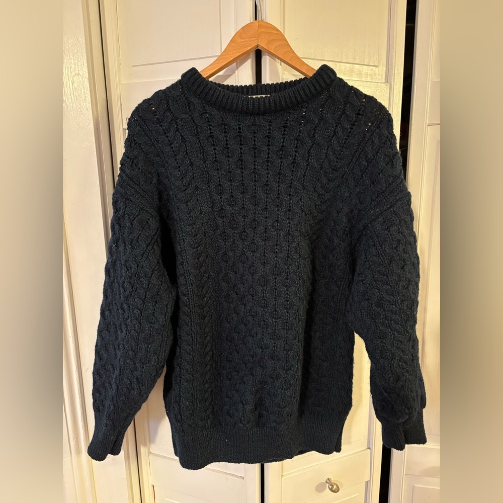 Heritage Deep Blue-Green Irish Wool Sweater